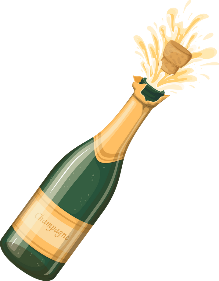 Bottle of Champagne With Flying Cork